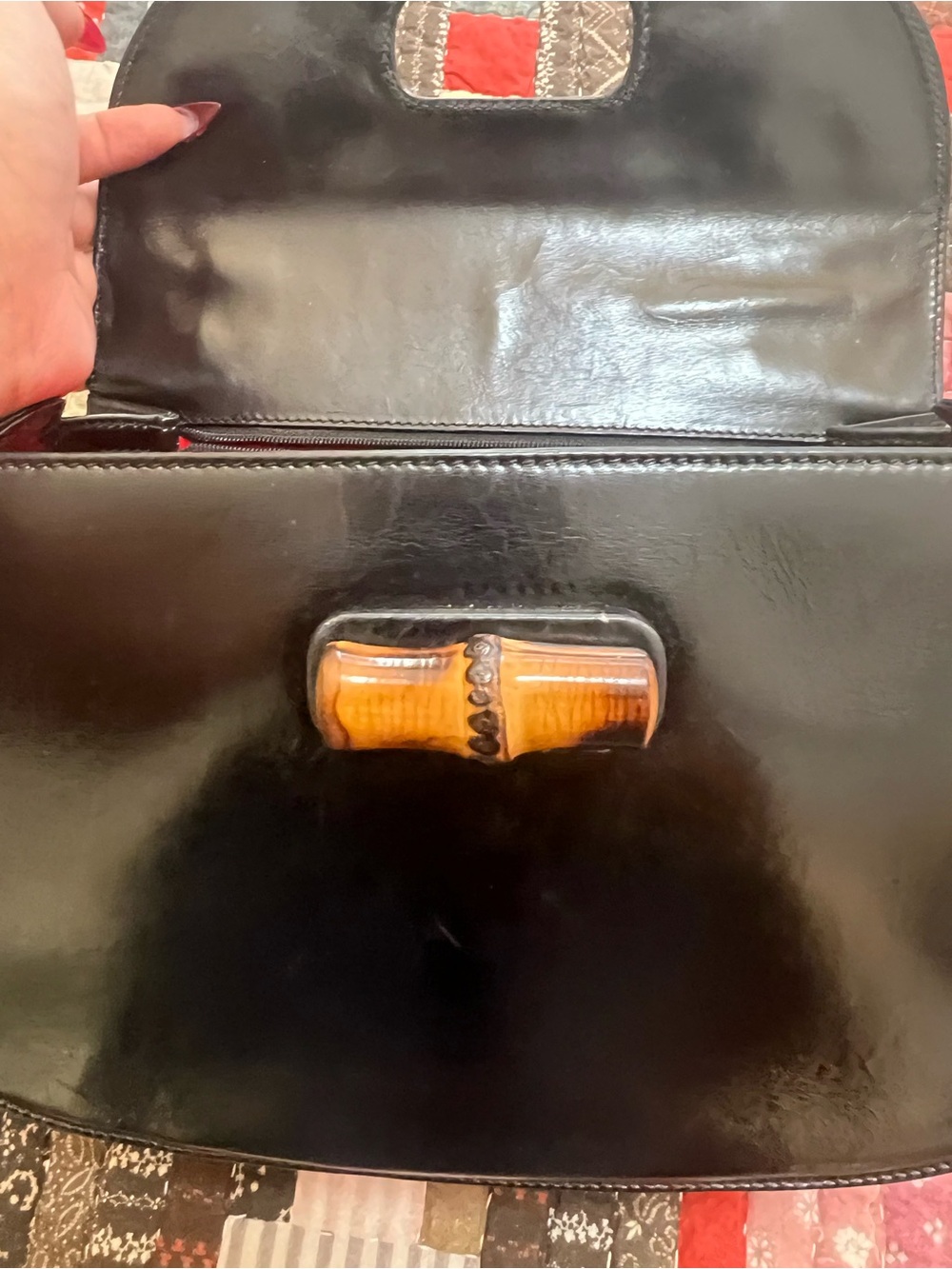 Gucci Black Leather Bamboo Top Handle - Picture 8 of 12